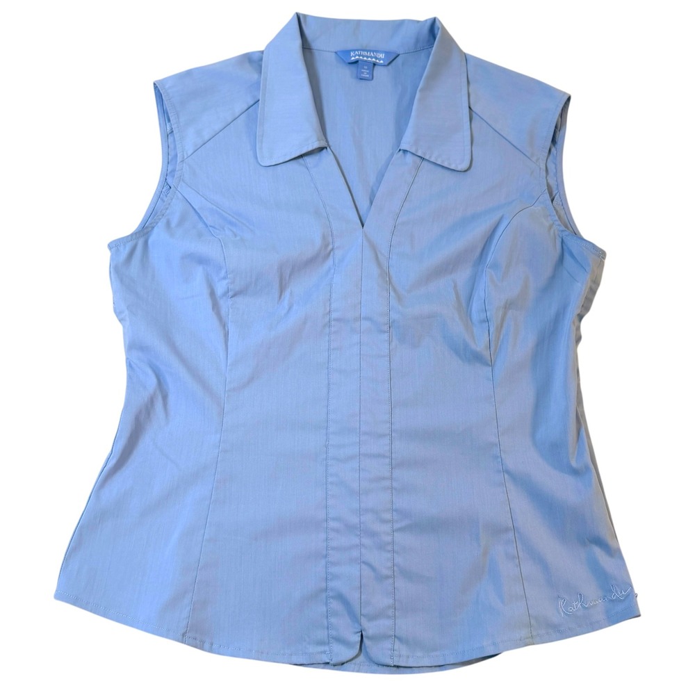 Kathmandu Womens Light Blue Sleeveless Button Down Hiking Shirt Size 16 Travel